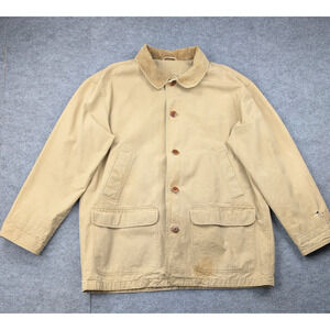 Vintage LL Bean Chore Coat Mens XL Canvas Barn Field Corduroy Thrashed Utility